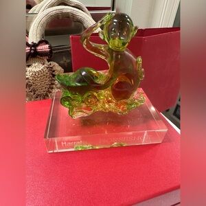 Collector’s Year of the Monkey Harrahs’s Glass Statue Vintage